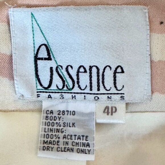 NWT Vintage 90s 100% Silk Pink and Cream Blazer and Chiffon Pleated Skirt Set - Picture 12 of 16